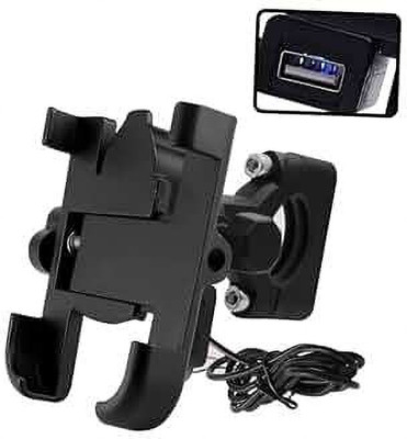 JKM traders C1 Bike Mobile Holder with USB Charger | 360° Rotation Mount for All Smartphones Bike Mobile Holder(Black)