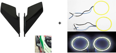 VermsBikers RS 200 White LED Angel Eyes Ring Light+Universal Small Wings winglet Black Projector Lens