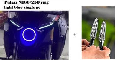VermsBikers pulsar n160/250 ring light blue+Bike Led Running Indicator for all Bikes 2pc Projector Lens