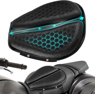 Grandbiker 3D Gel Bike Seat Cushion Pad Shock-Absorbing Honeycomb Gel Cover for Long Rides Single Bike Seat Cover For Universal For Bike Universal For Bike