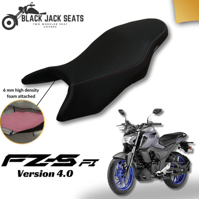 blackjackseats FZ-S V4 Single Series Plain Black Seat Cover with 6 mm High-Density Foam Single Bike Seat Cover For Yamaha FZ-S
