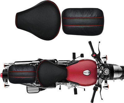 majesticrides Stylish Seat Cover Black/Red For Compatible With RE Classic 350/500 (2012 -2020) Split Bike Seat Cover For Royal Enfield Classic, Classic 350, Classic 500, Classic Chrome, Classic Desert Storm