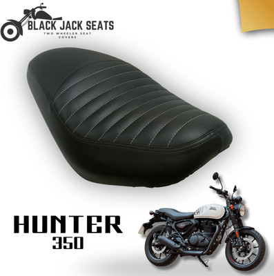 blackjackseats Hunter 350 Premium Pleated Seat cover with white nylon stitch Single Bike Seat Cover For Royal Enfield 350 Twin Spark