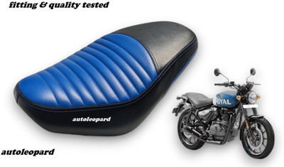 AUTOLEOPARD HUNTER 350 PREMIUM QUALITY VEGAN LEATHER BLUE BLACK Single Bike Seat Cover For Royal Enfield NA