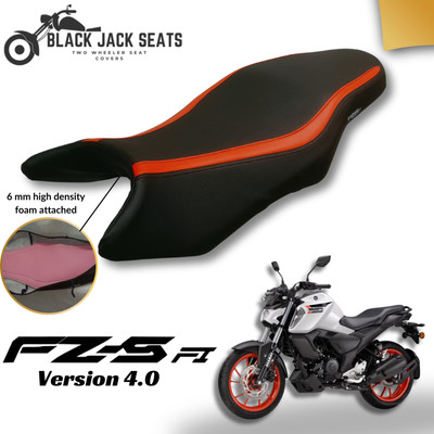 blackjackseats Premium Orange Strip Seat Cover for Yamaha FZS FI Version 4.0 with 6mm Foam Single Bike Seat Cover For Yamaha FZ-S