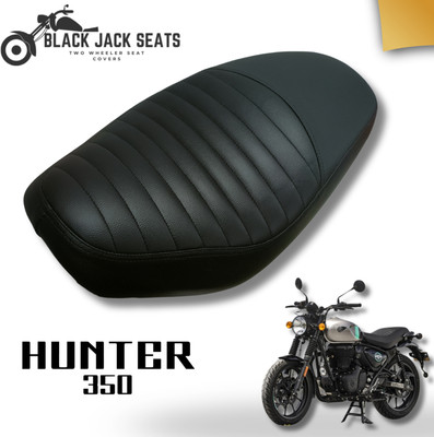blackjackseats Hunter 350 Premium Pleated Seat cover with white nylon stitch Single Bike Seat Cover For Royal Enfield 350 Twin Spark