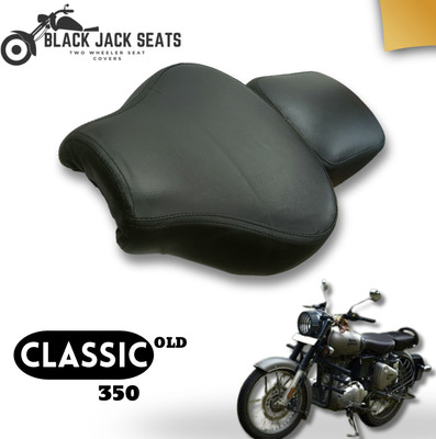 blackjackseats Classic 350 BS4 Old Premium Plain Black Seat Cover Split Bike Seat Cover For Royal Enfield Classic 350