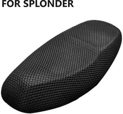 SRPHERE 3D Bike Seat Cover / Two Wheeler Seat Cover Breathable Mesh Net Cushion Black Single Bike Seat Cover For Hero Splendor, Splendor Plus