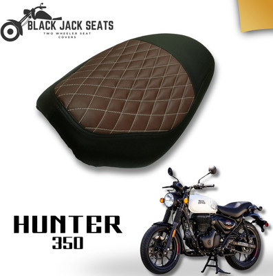 blackjackseats Hunter 350 Premium Coffee & Black Diamond Cut Design Seat Cover Single Bike Seat Cover For Royal Enfield NA