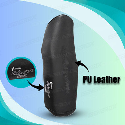 Generox Premium Quality PU Leather Black Seat Cover for SPL+ BS4 Single Bike Seat Cover For Hero Splendor