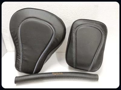 Kohli Bullet Accessorie KBA-Classic Seat Cover Black + Backrest Foam Combo For Classic Royal Enfield Single Bike Seat Cover For Royal Enfield Classic, Classic 350, Classic 500, Classic Chrome