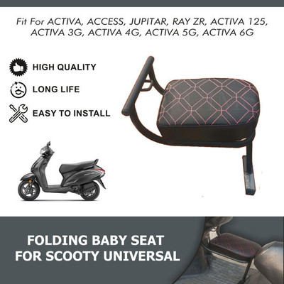 SRPHERE Scooty Baby Seat/Baby Stand Red & Black Compatible with Honda Activa Single Single Bike Seat Cover For NA NA