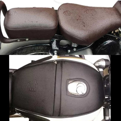 Kohli Bullet Accessorie Fancy Seat Cover Brown With Tank Cover Brown Combo For Royal Enfield Classic Split Bike Seat Cover For Royal Enfield Classic 500, Classic, Classic 350, Classic Chrome, Classic Desert Storm
