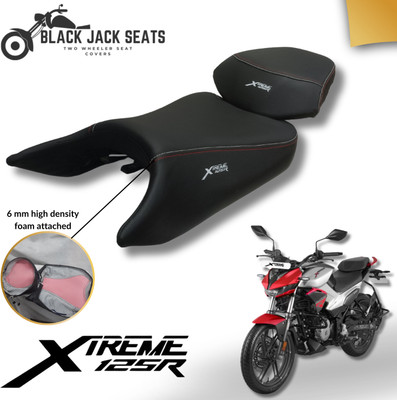 blackjackseats Premium Seat Cover for Xtreme 125R with 6mm Foam Cushion RED & WHITE stitching Split Bike Seat Cover For Hero NA
