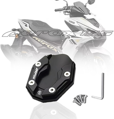 Moto Genius Aerox 155 Aluminium Side Stand Extender - CNC Base Plate for Stability - Black Bike Side Stand