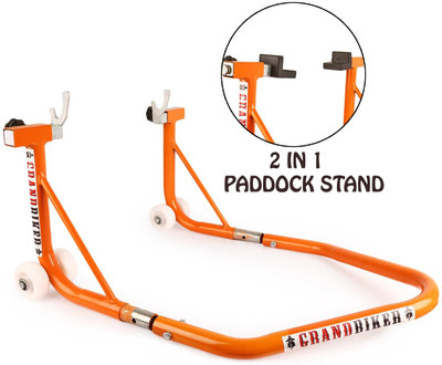 Grandbiker Dismantlable Rear Paddock Stand with Swingarm Rest and Bobbin For KTM Adventure (Orange) Bike Storage Stand(Floor Mount)