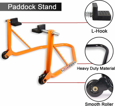 Grandbiker Rear Wheel Paddock Stand Extra Strong with Swing Arm Rest for Bajaj Dominar Bike Storage Stand(Floor Mount)