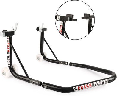 Grandbiker Universal Dismantlable Rear Paddock Stand for Bike with Swingarm Rest and Bobbin Fork - Black Bike Storage Stand(Floor Mount)