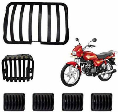 AUTOGARH Complete Plastic Grill Set of Headlight, Indicators & Taillight for Hero Splendor/Hero Splendor Plus Bike Headlight Grill(Black)