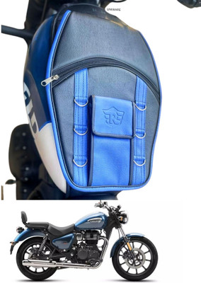 Uniware Meteor 350 Fireball/Stellar/Supernova Mobile Pocket Leather Tank Cover(Blk,Blue) Strap Royal Enfield Meteor 350 Bike Tank Cover(25 L)