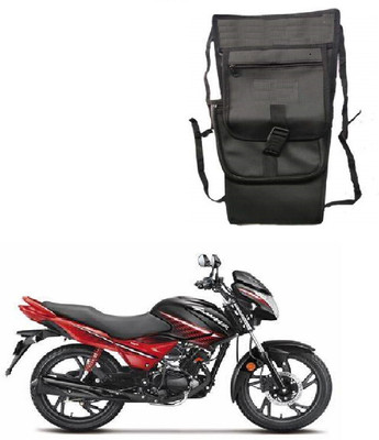 ASESOMECREATION TCP Plain Black Tank Cover Plain-4 Strap Hero Glamour Bike Tank Cover