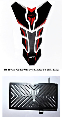 VermsBikers MT 15 tank pad sticker red with MT-15 Radiator Grill Guard black white badge Bike Tank Pad
