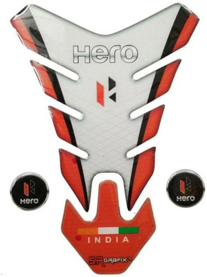 Automopix NEW_Hero white Red Bike Tank Pad