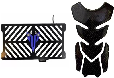 acube mart Tank Pad 7D 7DCF-1 + MT 15 Radiator Grill Guard black blue badge sticker Bike Tank Pad