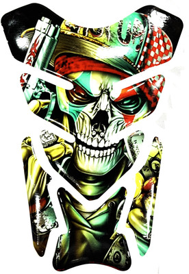 acube mart 3D Embossed Tank Pad Self Adhesive, Waterproof for all Bikes (skull UTP-6) Bike Tank Pad