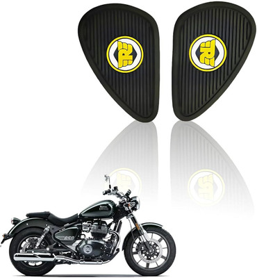 Moto Genius Tank Pads for RE Super Meteor 650 | Anti-Slip & Scratch-Resistant (Black/Yellow) Bike Tank Pad
