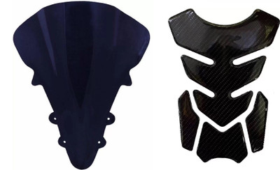 acube mart Tank Pad Sticker 7D carbon fiber 7DCF-1 stickers+Visor for R15 V1/V2 Black Bike Tank Pad