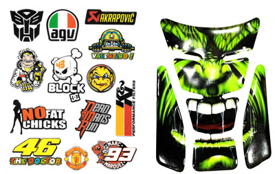 acube mart Tank Pad for all Bikes (hulk green UTP-11) with stickers Full Sheet kit SSB-9 Bike Tank Pad