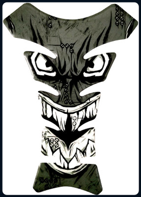 Automopix NEW_Bike Skull Gry eyes TP Bike Tank Pad