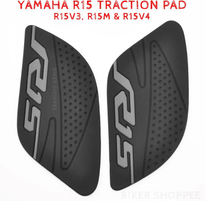 BIKER SHOPPEE YAMAHA R15 TRACTION PAD FOR R15V3, R15M AND R15V4 (WHITE) Bike Tank Pad
