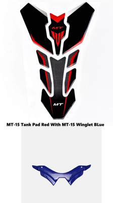 VermsBikers MT 15 tank pad sticker red with MT Bike Winglet for Yamaha (Blue) Bike Tank Pad