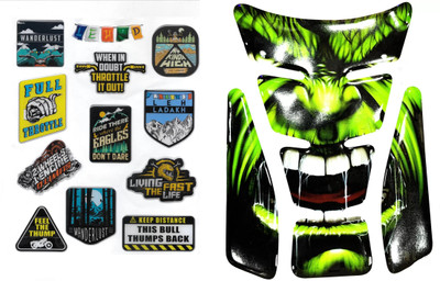 acube mart tank pad (hulk green UTP-11) with stickers Sheet kit SSB-6 Bike Tank Pad