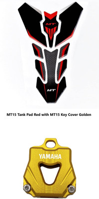 VermsBikers MT 15 tank pad sticker red with MT 15 bike Motorcycle Key Cover golden Bike Tank Pad