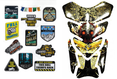 acube mart Tank Pad for Bike (antique skull UTP-8) with stickers Full Sheet kit SSB-6 Bike Tank Pad