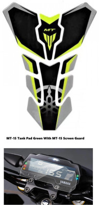 VermsBikers Yamaha Tank Pad for MT15 Green with MT15 9H Screen Protector Guard single pc Bike Tank Pad