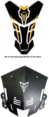 VermsBikers MT-15 Tank Sticker Orange with mt 15 full metal short visor black Bike Tank Pad