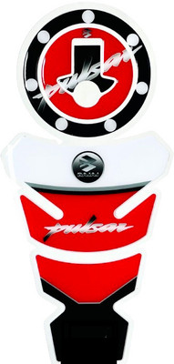 Raumah Stylish Pulsar Red Combo Of Tank Pad and Fuel Cap protector / red in colour Bike Tank Pad