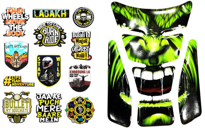 acube mart Tank Pad Self for Bikes (hulk green UTP-11) with stickers Full Sheet kit SSB-5 Bike Tank Pad