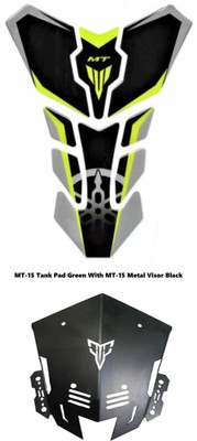 VermsBikers Yamaha Tank Pad for MT15 Green with mt 15 full metal short visor black Bike Tank Pad