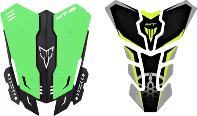Gogna Mart Tank Pad for Yamaha MT 15 (Green) and mt visor greeen /black Bike Tank Pad
