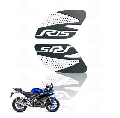 Moto Genius Silicone Tank Pads for R15 V3 | Anti-Slip Protection - Grey White (Pack of 2) Bike Tank Pad