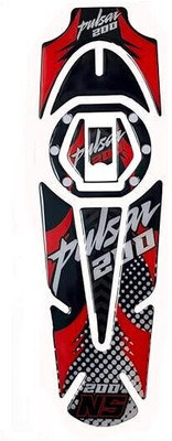 SanoxGrafixs Pulsar Tank Pad For Ns200,Ns160 (Black With Carbon Red) Bike Tank Pad