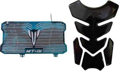 acube mart Tank Pad Sticker 7D 7DCF-1 stickers + MT 15 Radiator Grill Guard dash blue Bike Tank Pad
