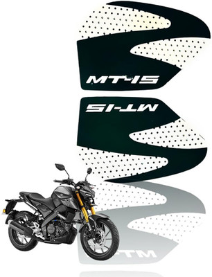 Moto Genius Silicone Tank Pads MT 15 Anti-Slip, Scratch-Resistant (Pack of 2, Black/White) Bike Tank Pad