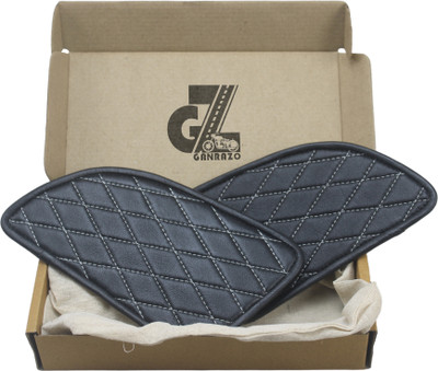 G-GANRAZO Leather Diamond Tank Pad with White Thread Fit for Royal Enfield GT 650 Bike Tank Pad