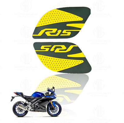 Moto Genius Silicone Tank Pads for R15 V3 | Anti-Slip Protection - Yellow (Pack of 2) Bike Tank Pad